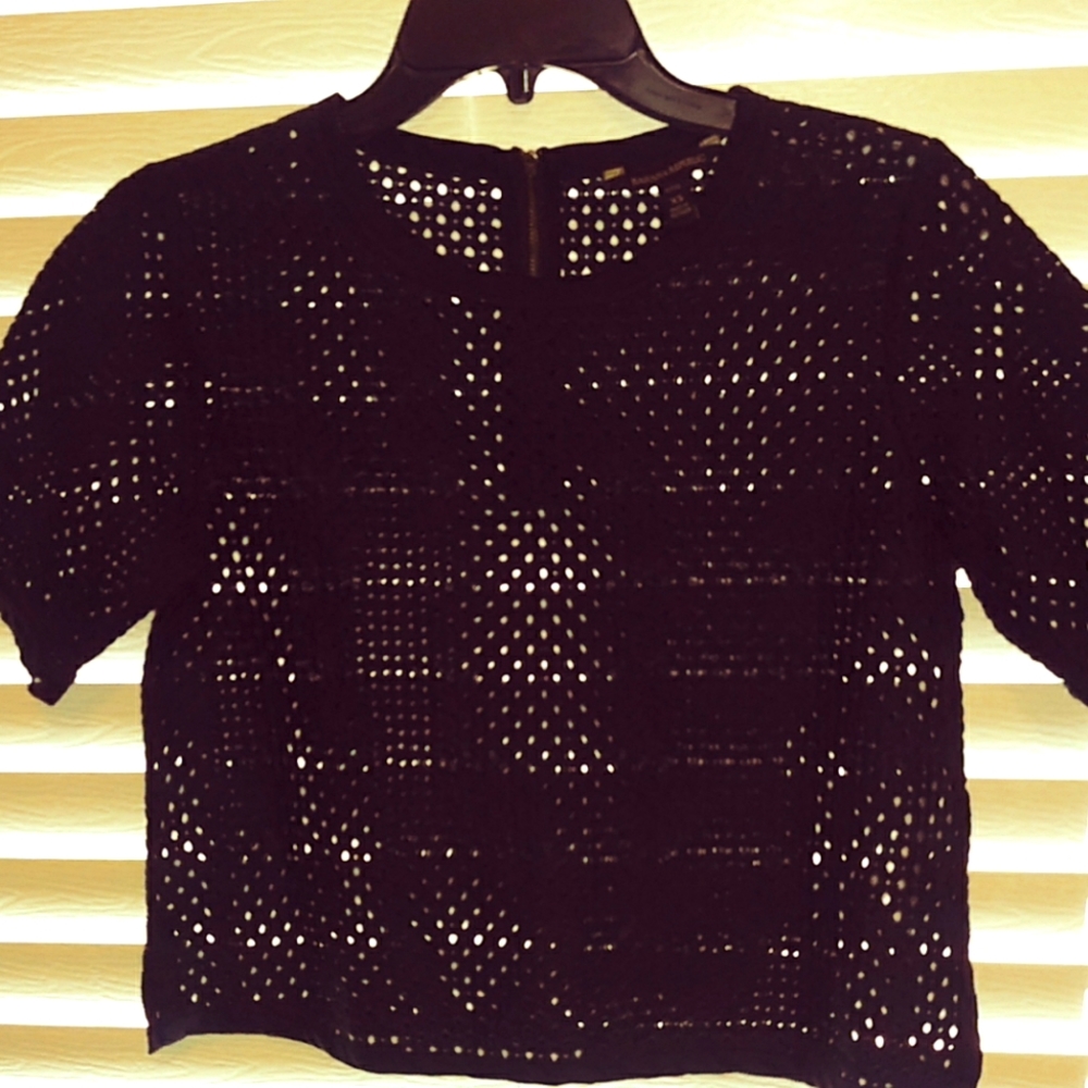 Banana republic black perforated short sleeve top